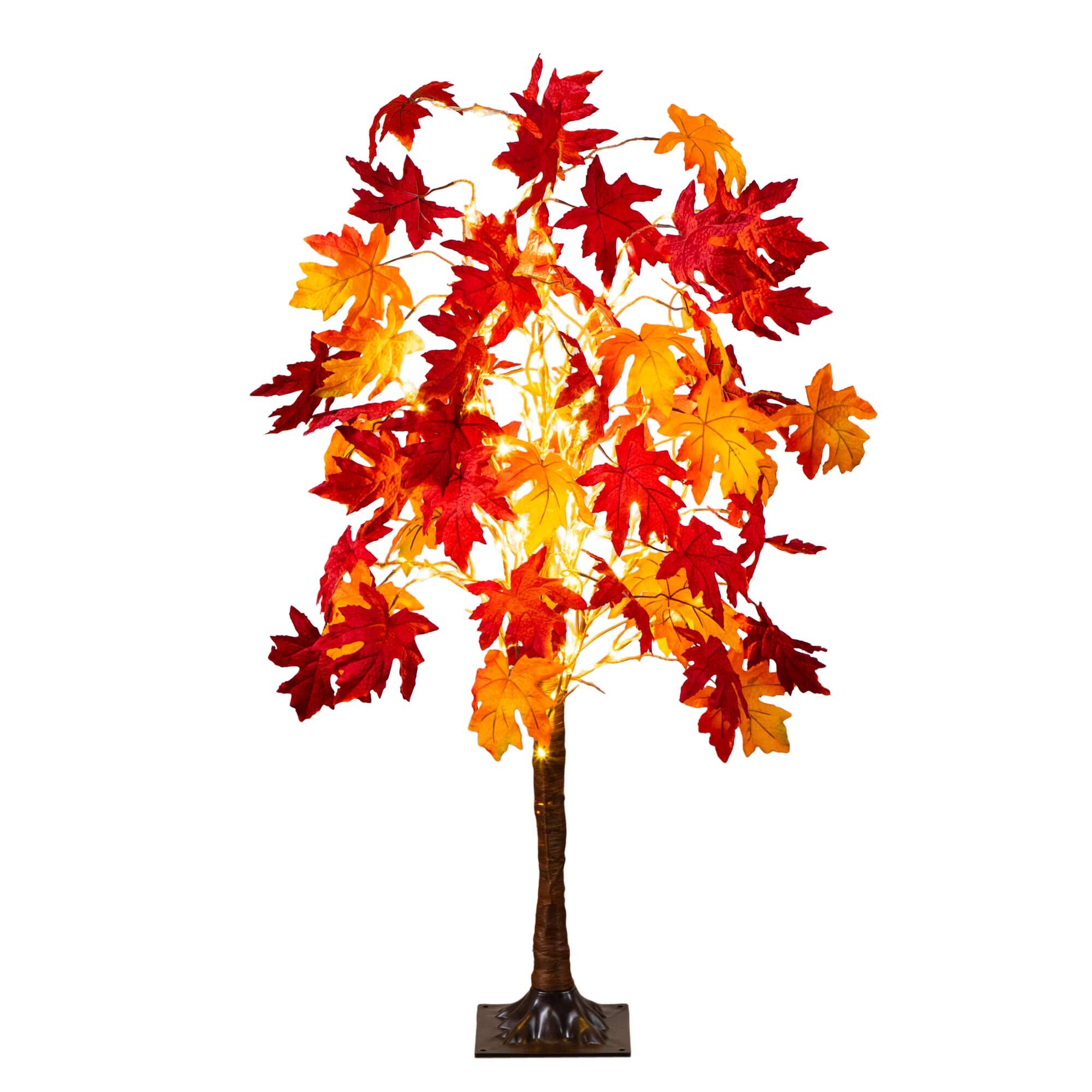 4ft. Pre-Lit Autumn Weeping Maple Artificial Fall Tree with 180 Warm White LED Lights